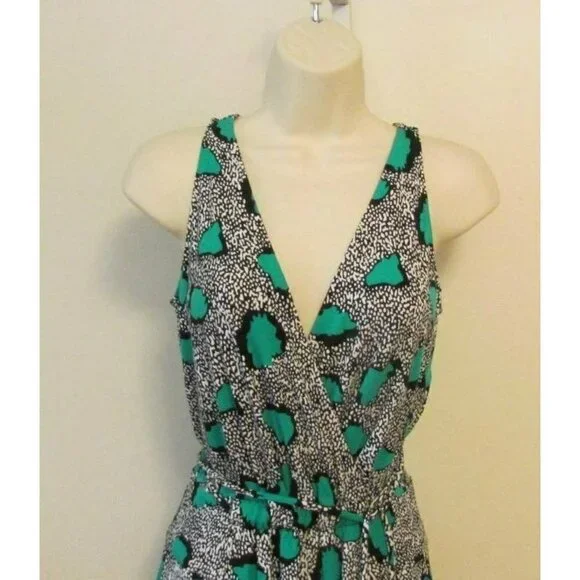 DVF Diane von Furstenberg Oblixe Cheetah Island Parakeet shift dress green new 6 - Picture 2 of 4
